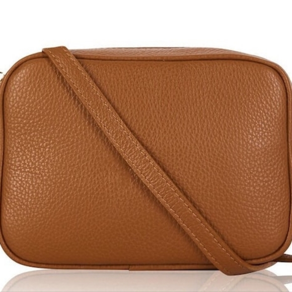 NWOT Italian leather tan crossbody bag - Picture 2 of 5
